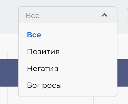 Выпадающий список с вкладкой Вопросы в аналитике Спикс